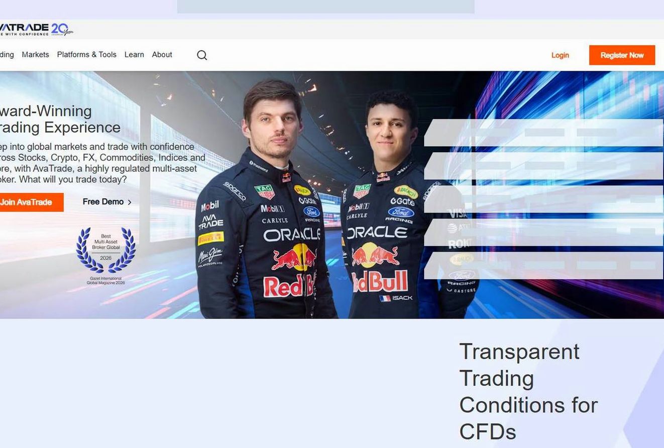 Screenshot of the AvaTrade website