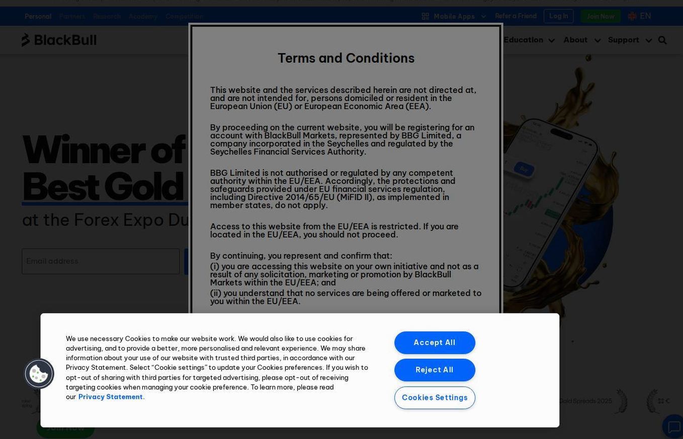 Screenshot of the BlackBull Markets website