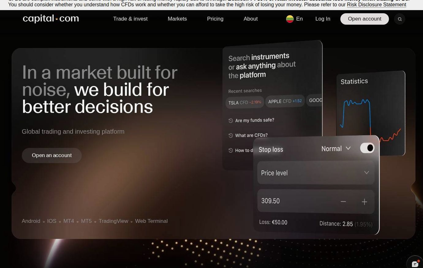 Screenshot of the Capital.com website