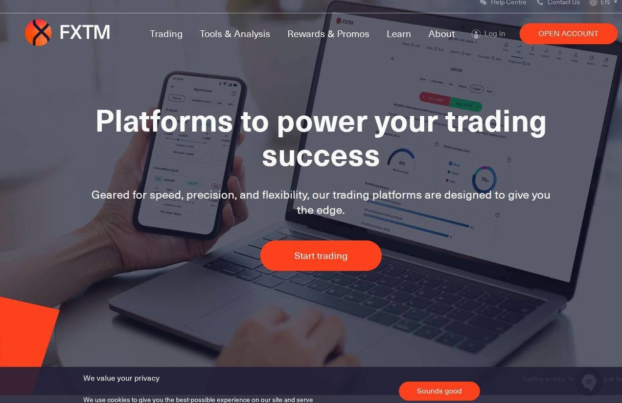 The platform page on the FXTM website