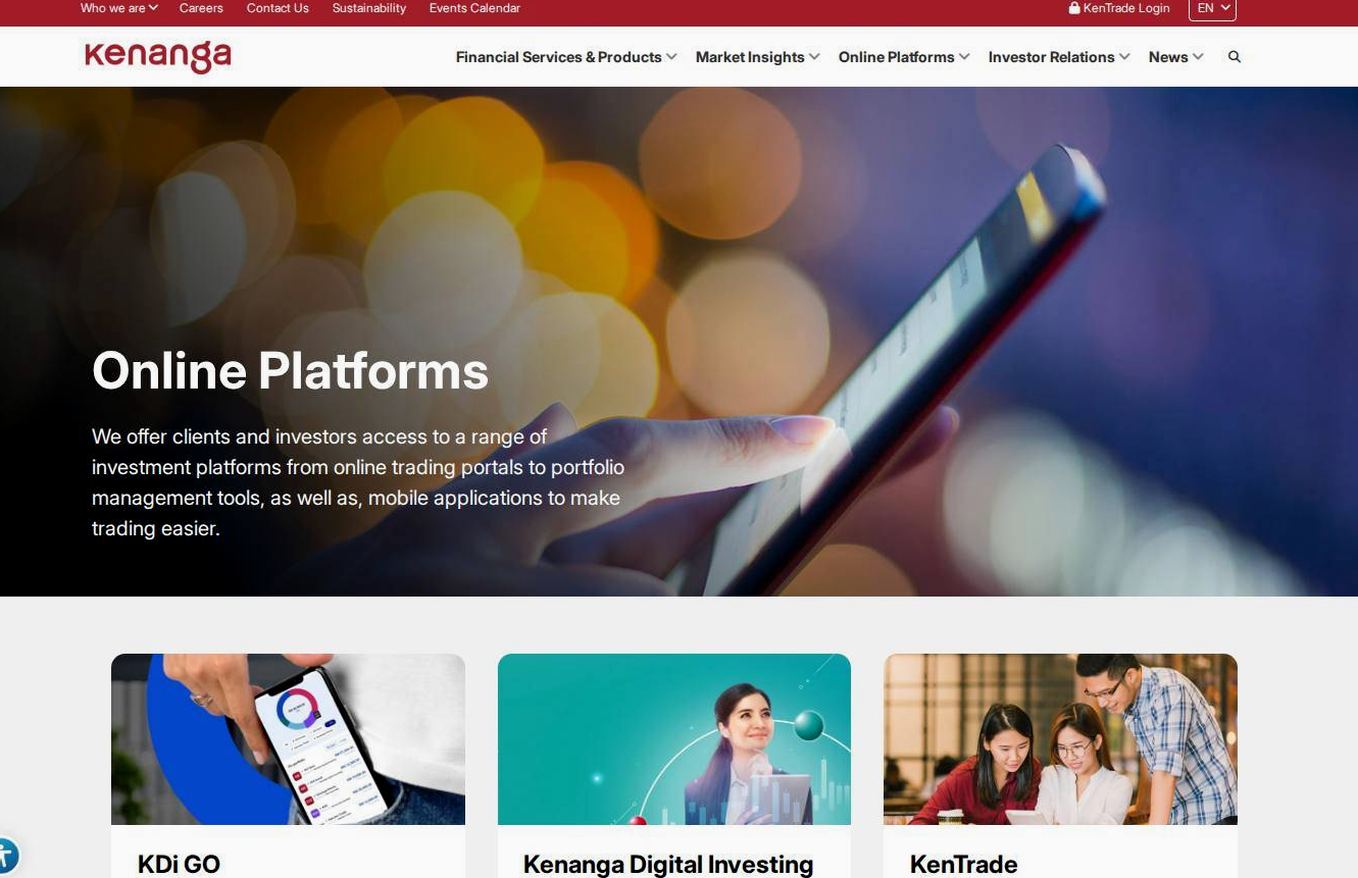 The platform page on the Kenanga Investment Bank website