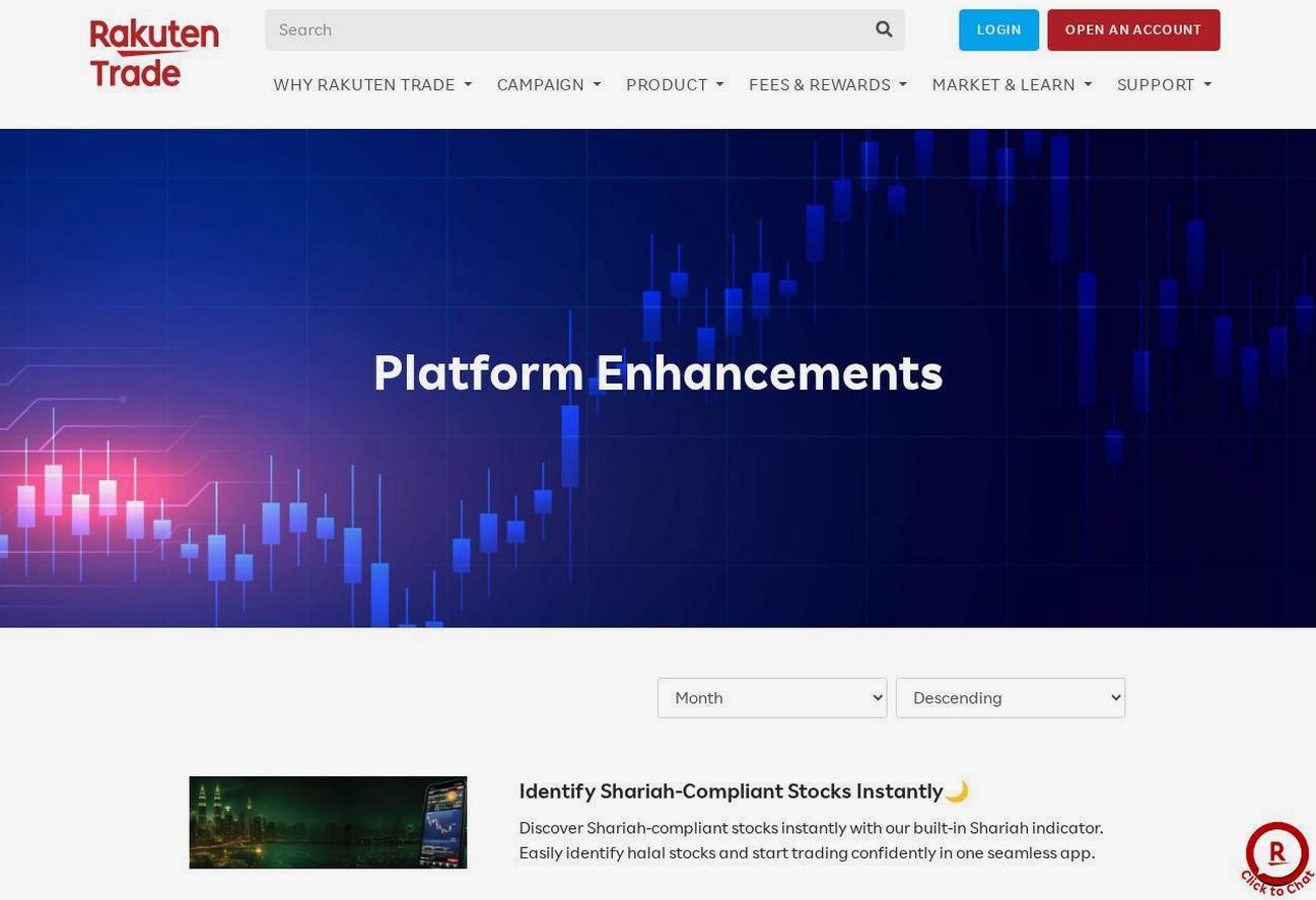 The platform page on the Rakuten Trade website