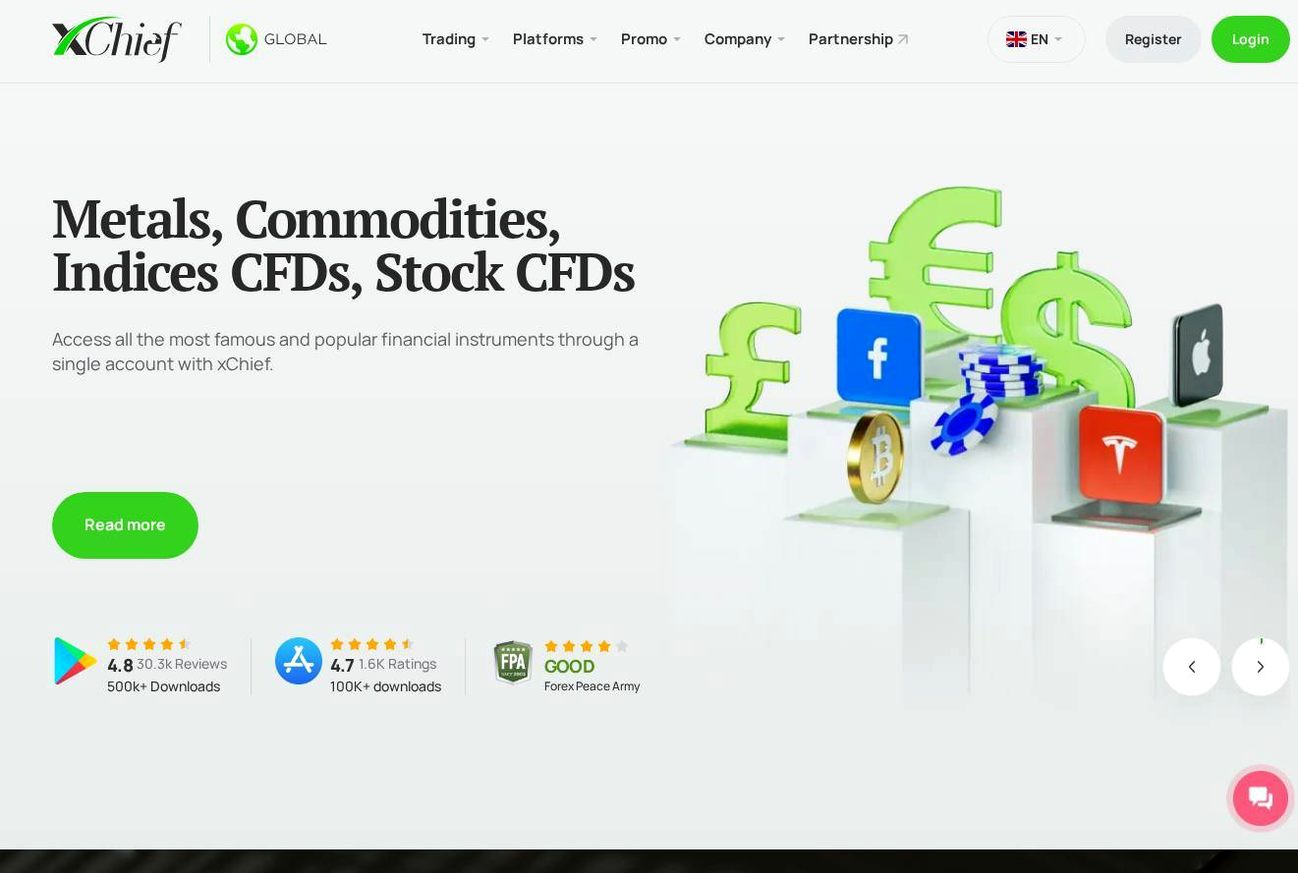 Screenshot of the XChief website